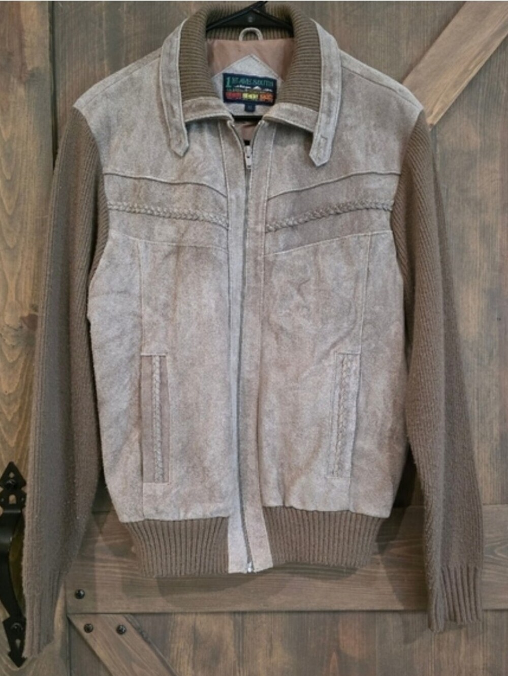 1st Ave South Vintage Genuine Suede Leather & Knit Sweater Size XL - Picture 7 of 7